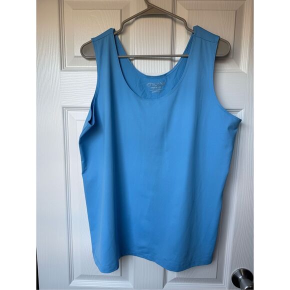 Chico's Tank Top Size 4 Women's XXL Blue Basic Stretch Everyday Summer Shirt - Picture 1 of 3